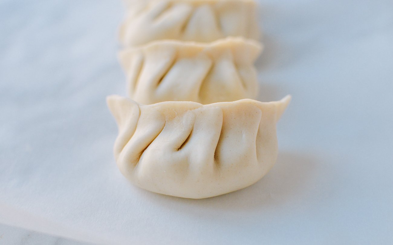 assembled dumplings using homemade wrappers