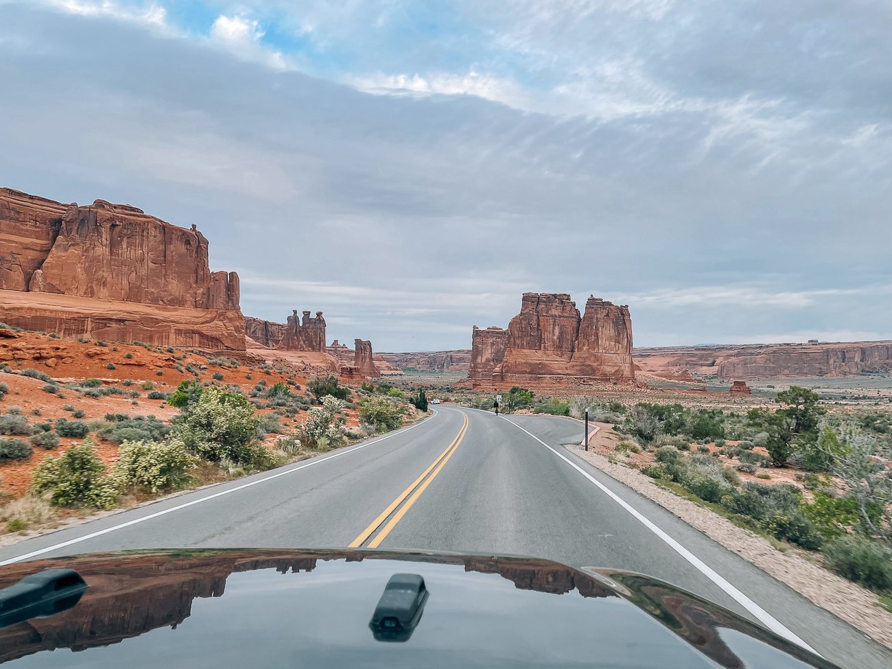 Driving into Arches National Park