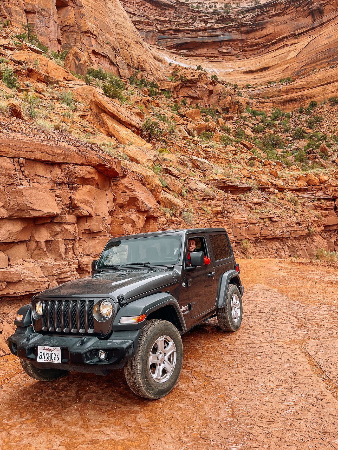 Justin driving Jeep on Shafer Trail