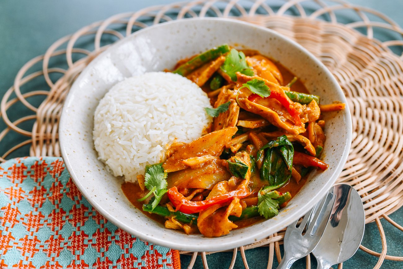 Thai Red Curry Chicken with Steamed Jasmine Rice