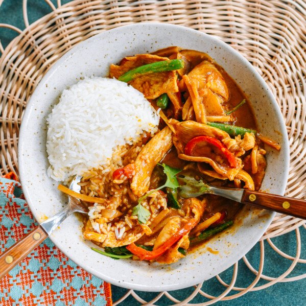 Thai Red Curry Chicken with Steamed Rice