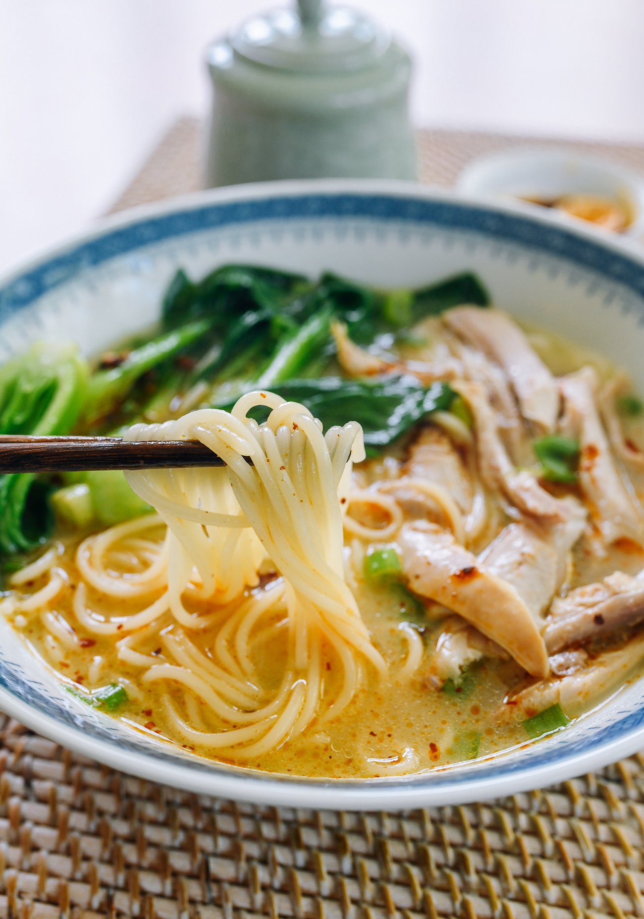 Chinese Chicken Noodle Soup with chili oil