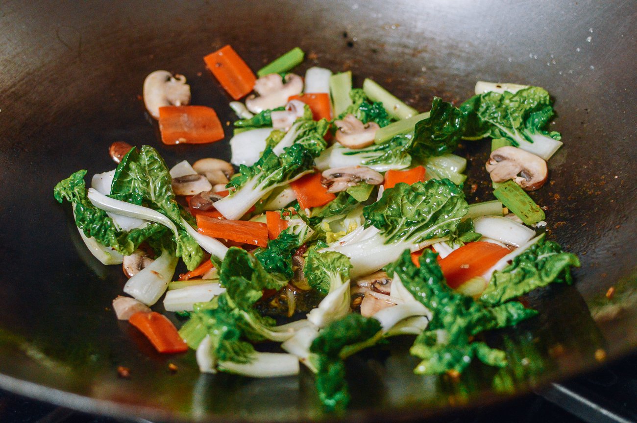 stir-frying vegetables for chop suey recipe