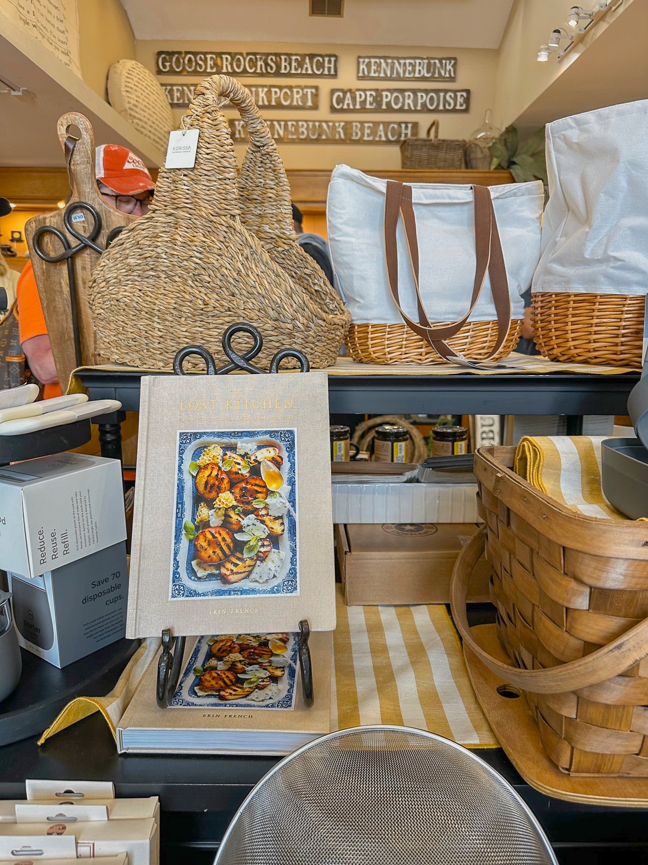 The Lost Kitchen cookbook on display at a shop in Kennebunkport