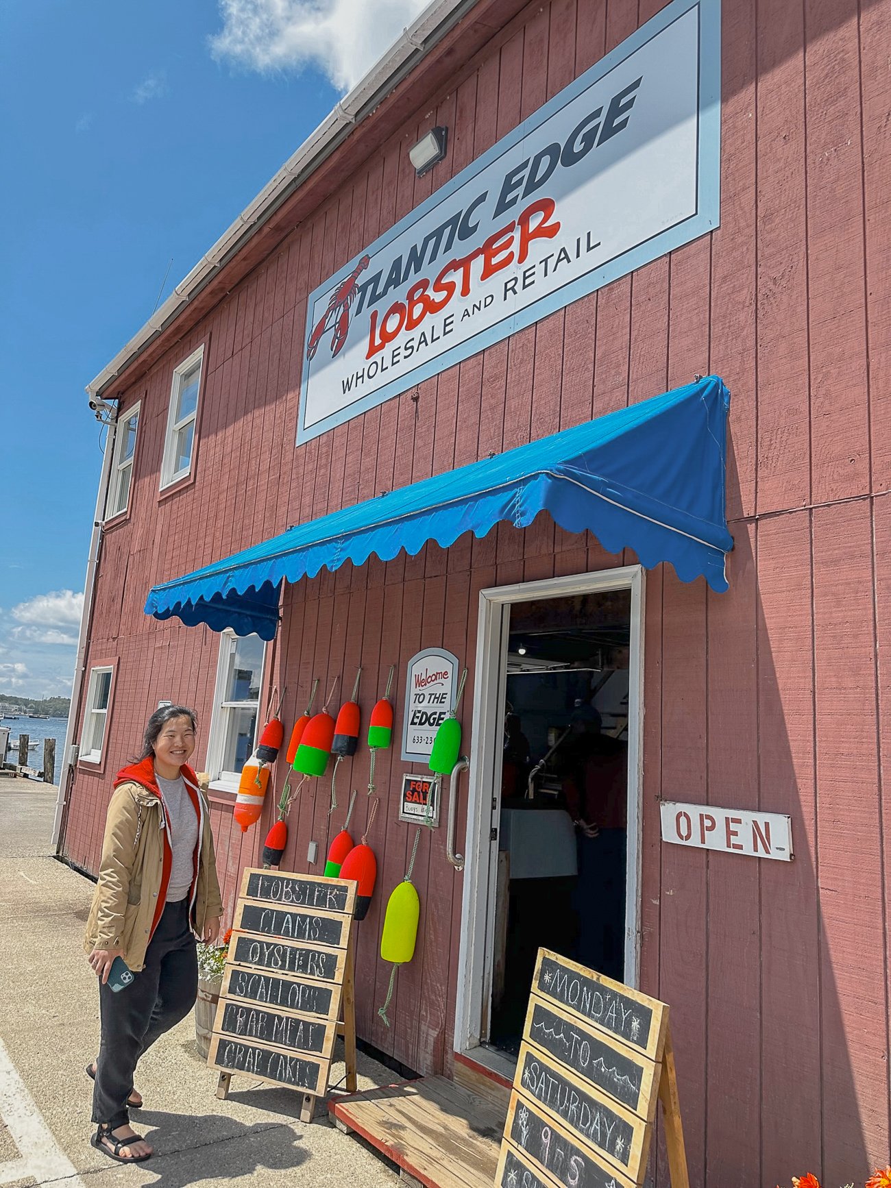 Sarah at Atlantic Edge Lobster wholesale and retail in Boothbay Harbor