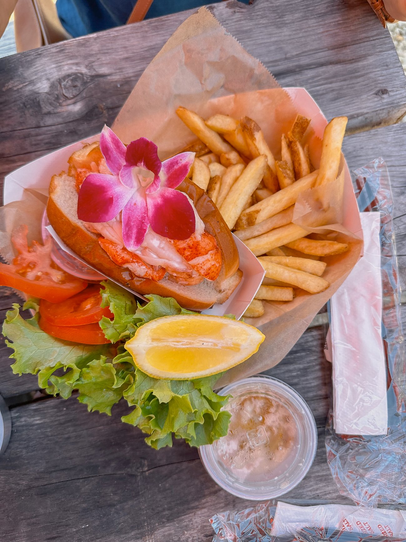 Lobster roll at Shannon's Unshelled in Boothbay Harbor