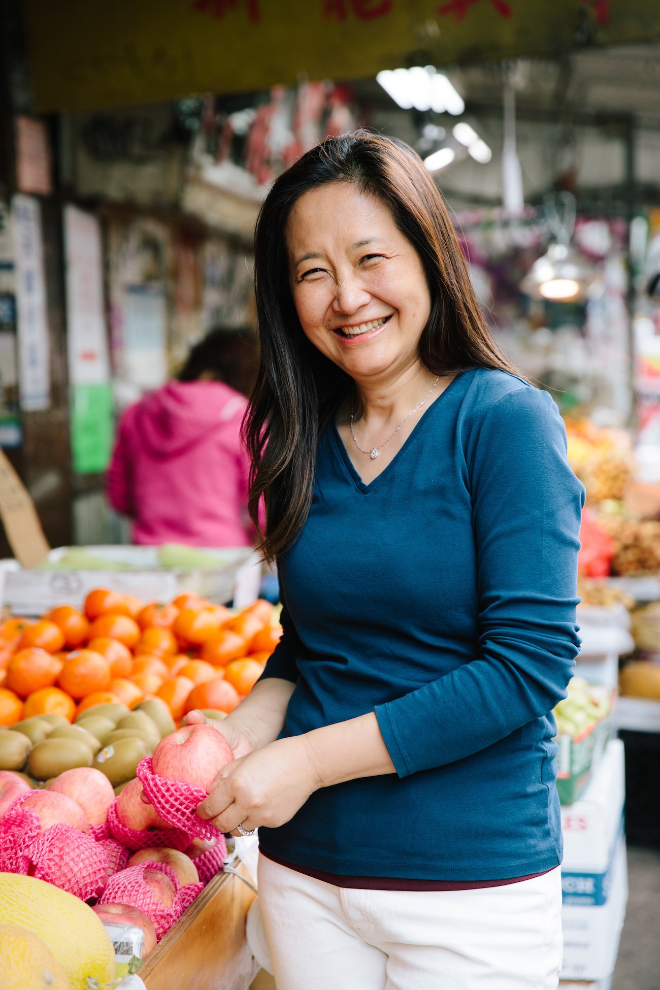 Judy in Chinatown fruit market
