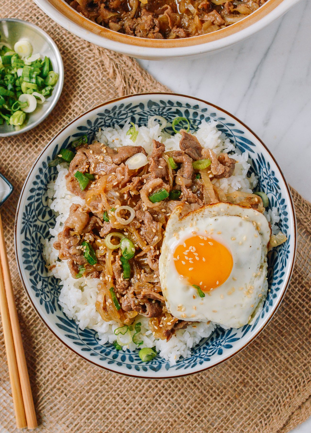 Gyudon with Egg Over Rice