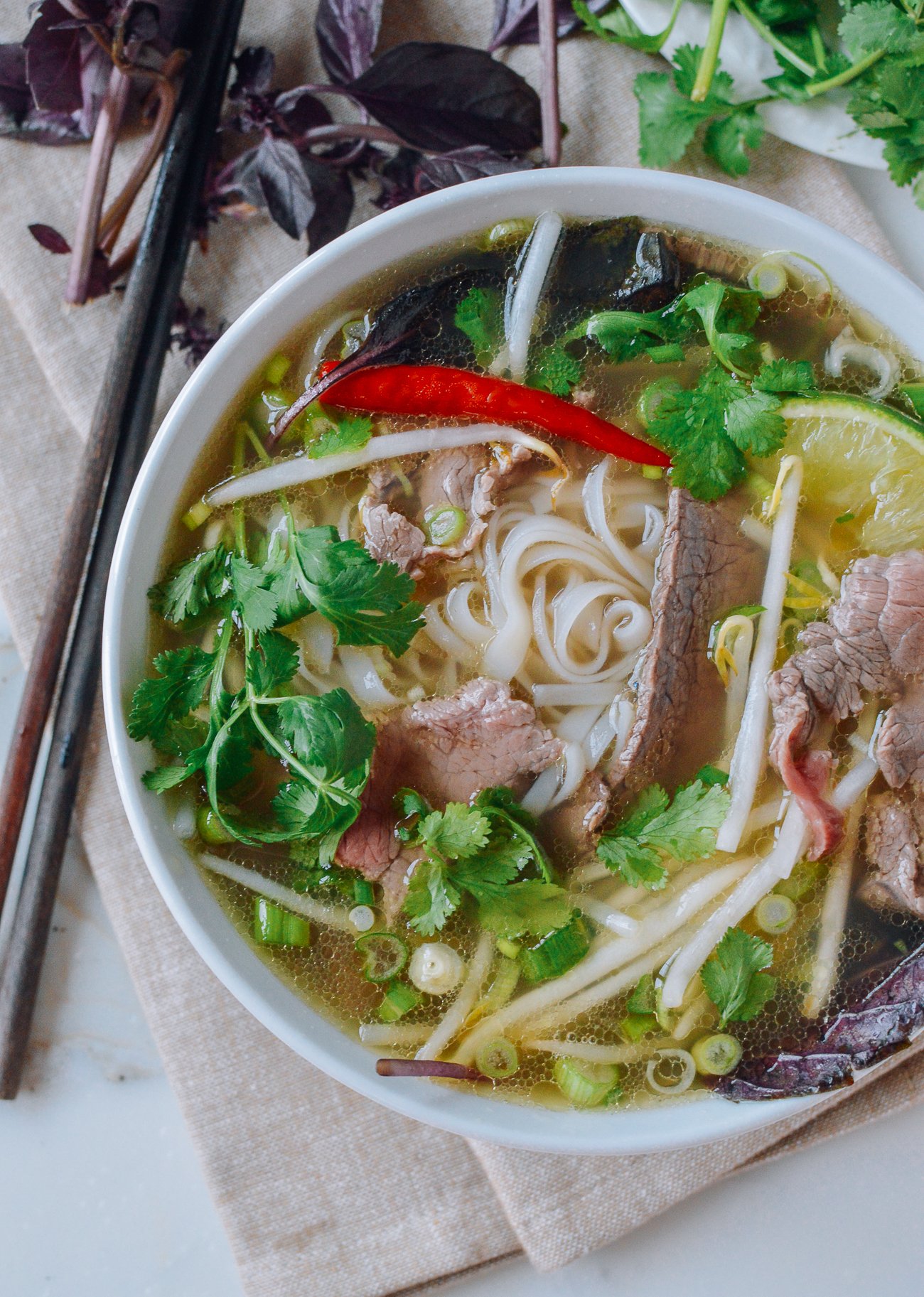 Bowl of Vietnamese Pho Noodle Soup