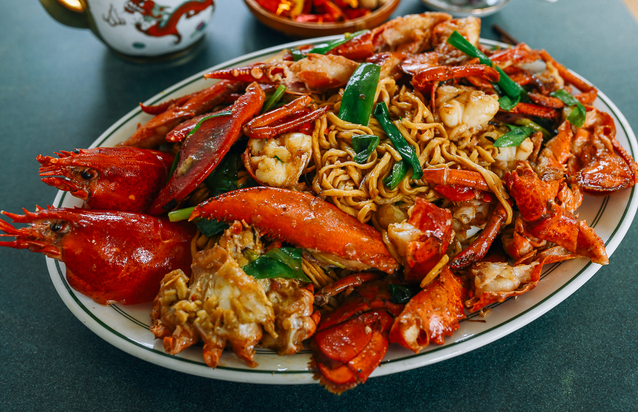 Plate of Lobster Noodles (AKA lobster yee mein or e-fu noodles)