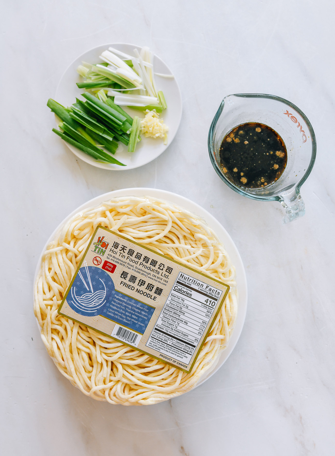 Ingredients to make yee mein AKA e-fu noodles