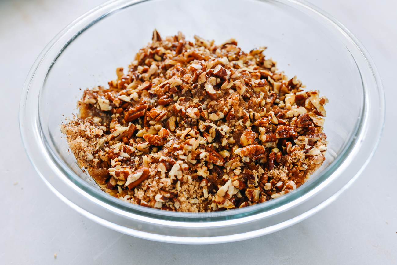 chopped pecans mixed with brown sugar and salt