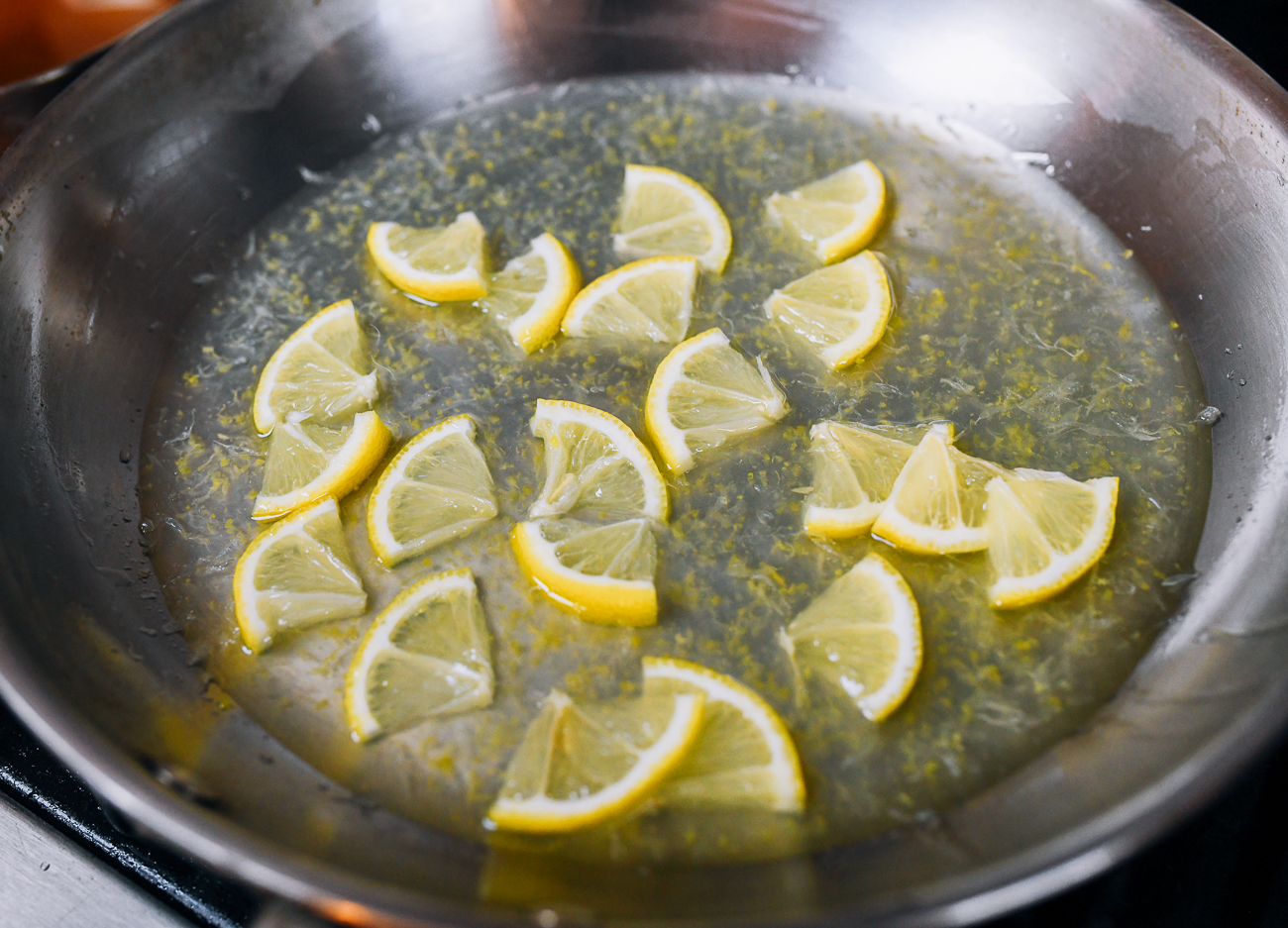 lemon slices in pan