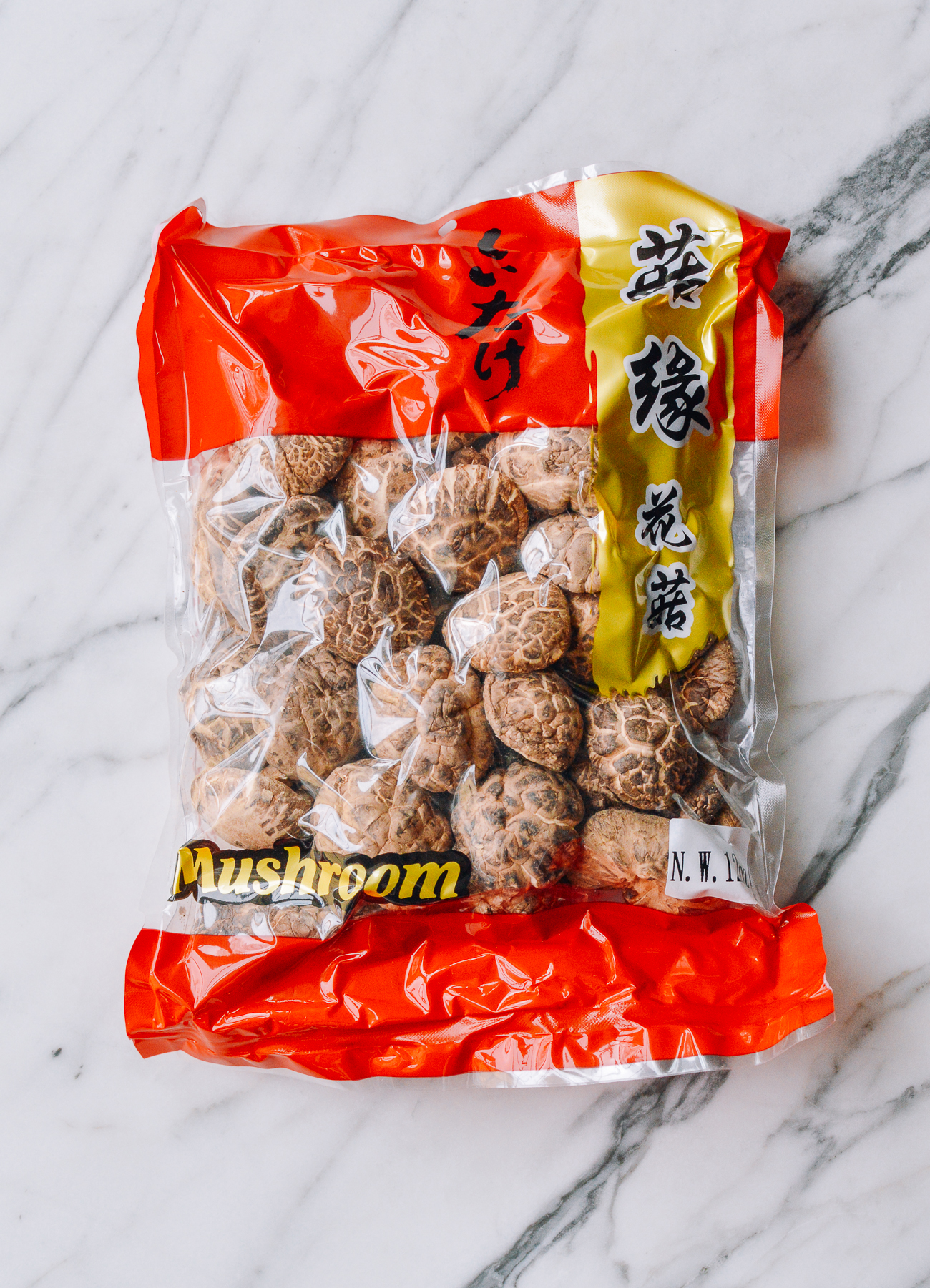 package of dried shiitake mushrooms