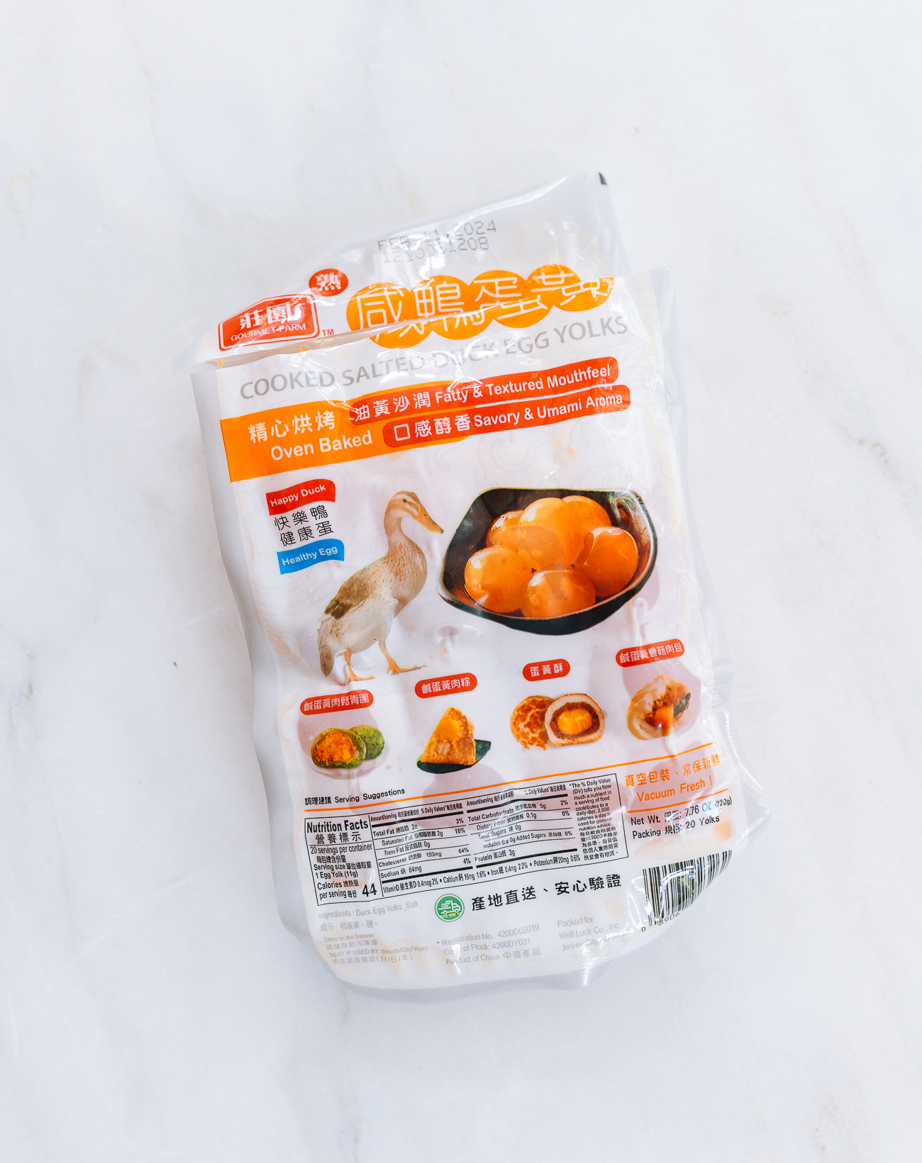 Package of cooked salted duck egg yolks