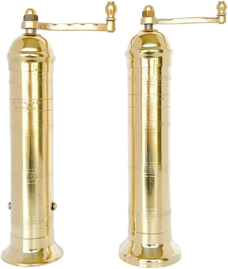 Brass spice grinders with rotary handle 