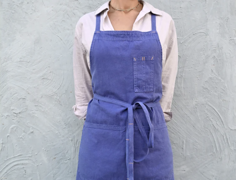 washed indigo-colored Whitebark apron