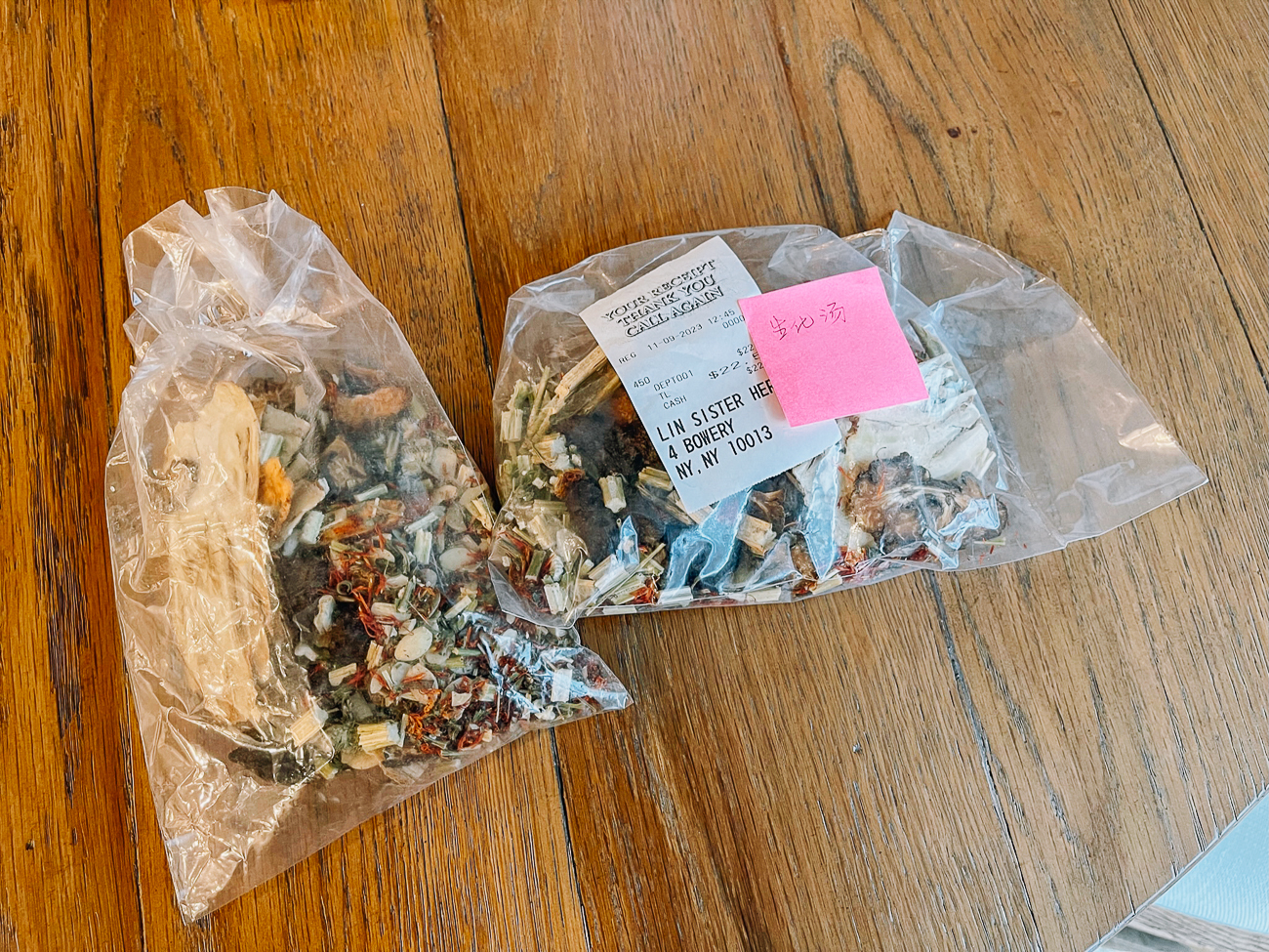 Shenhua tang herbs in bags