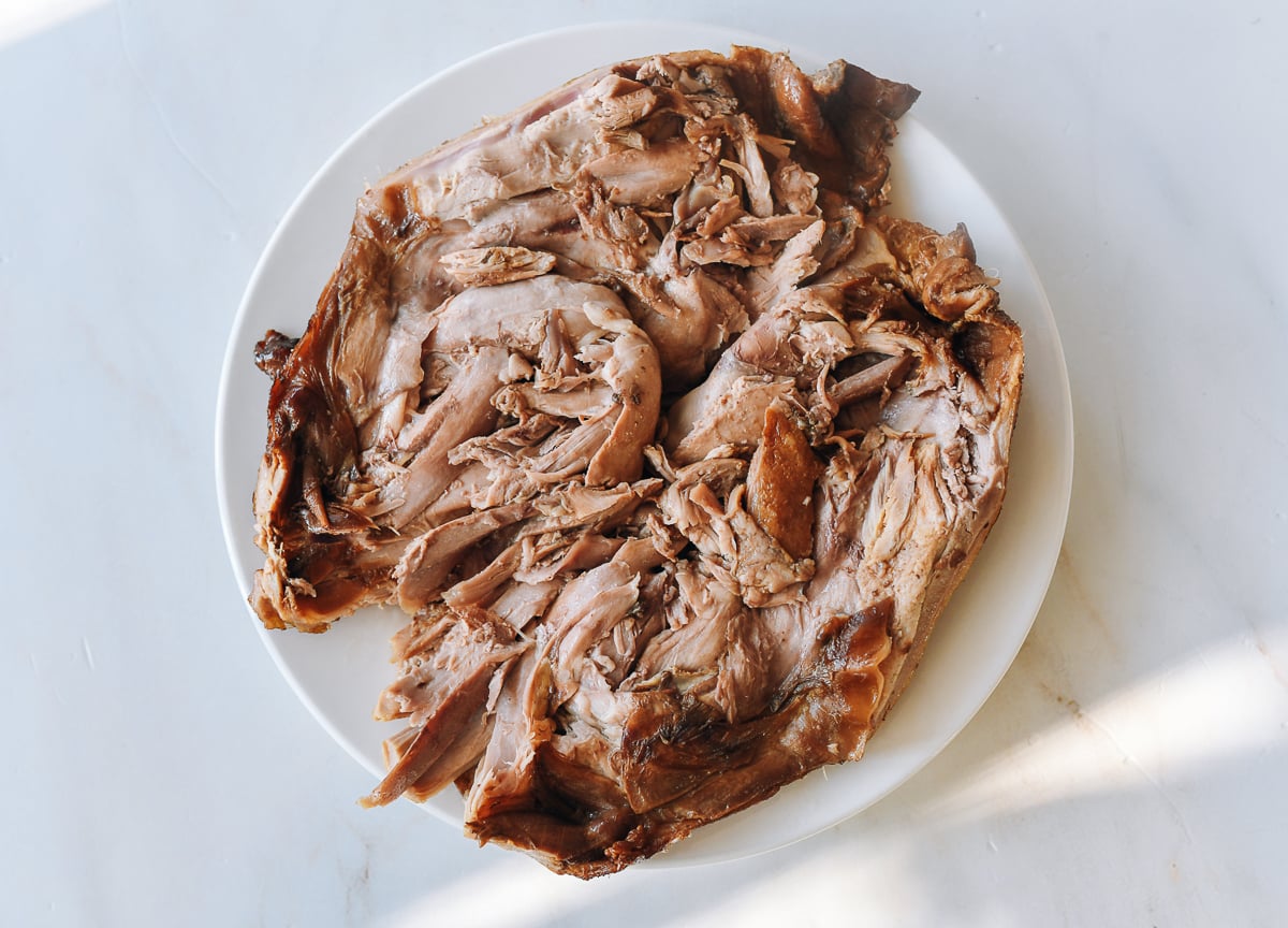 de-boned duck halves on plate