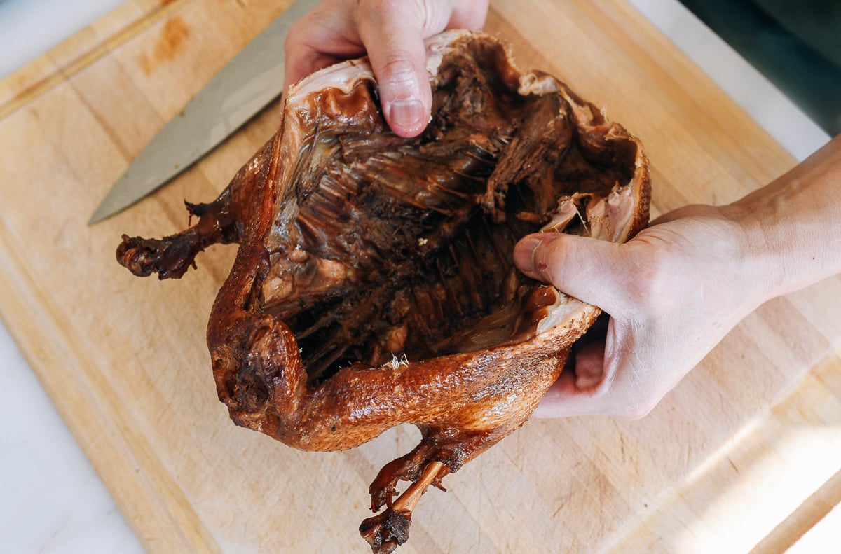 butterflying a braised duck