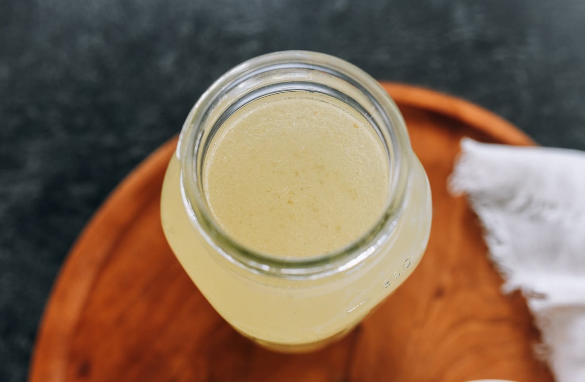 pork stock in mason jar