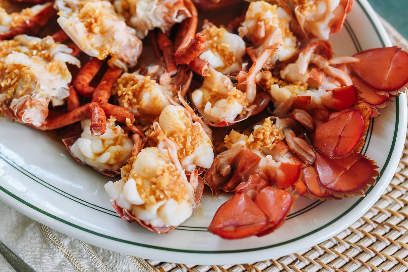 steamed lobster with soy garlic butter