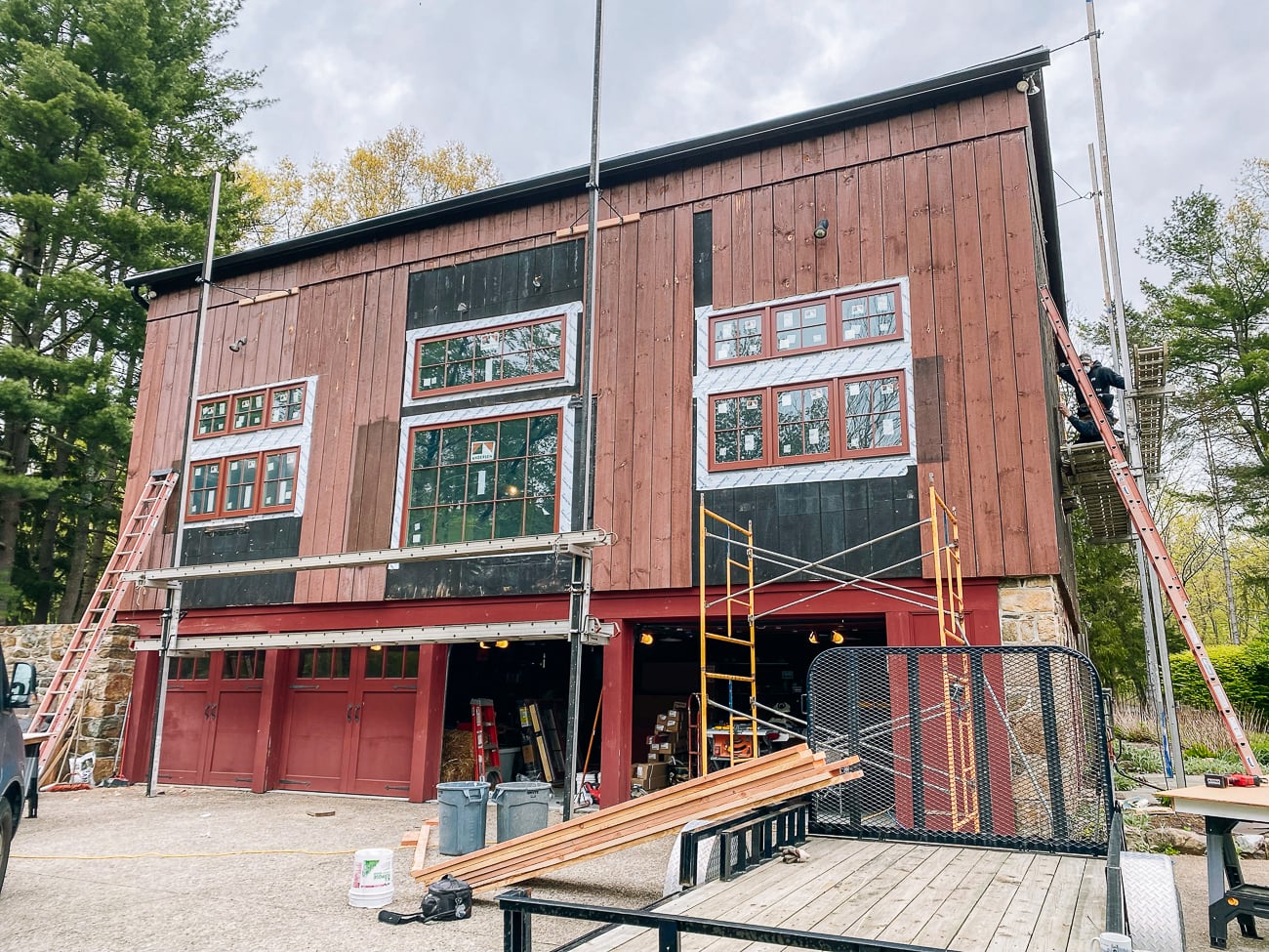 scaffolding on barn