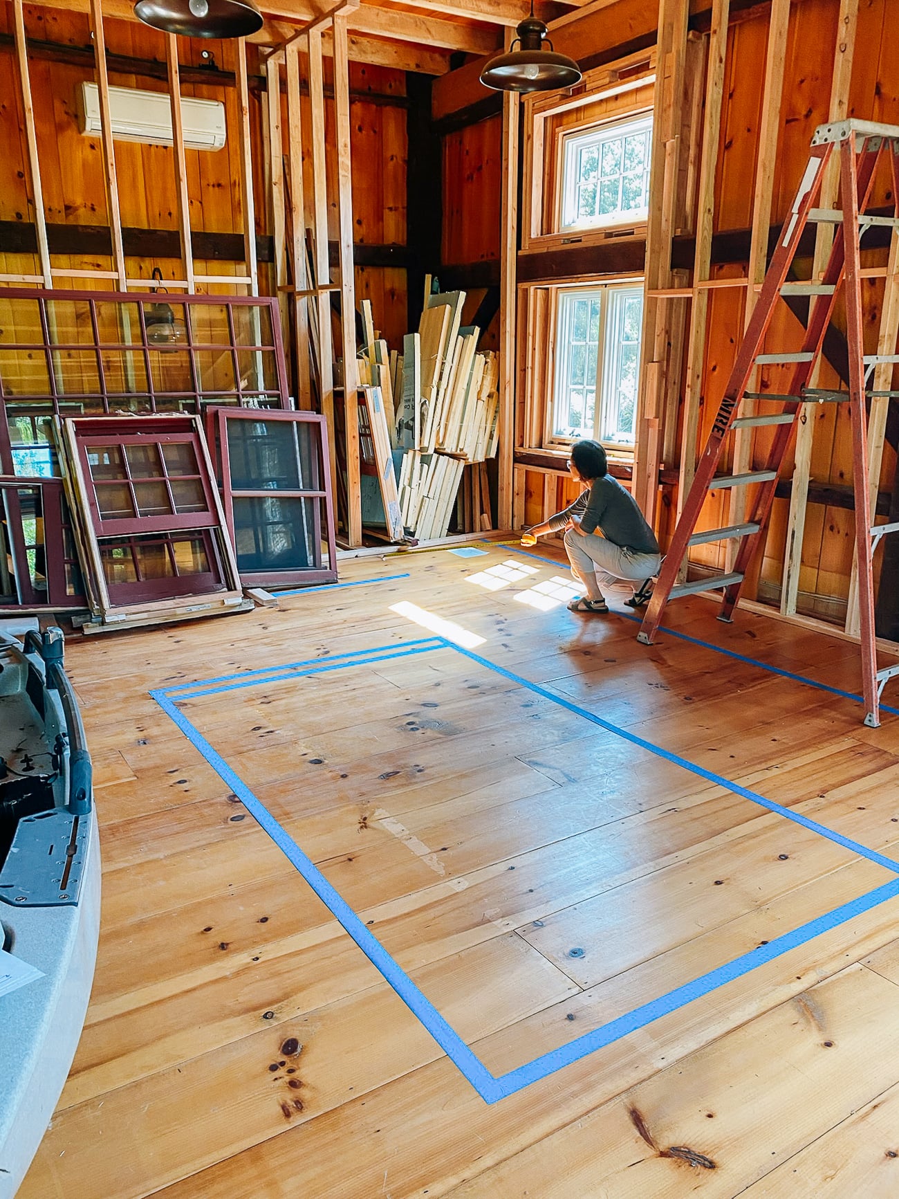 laying out island with tape