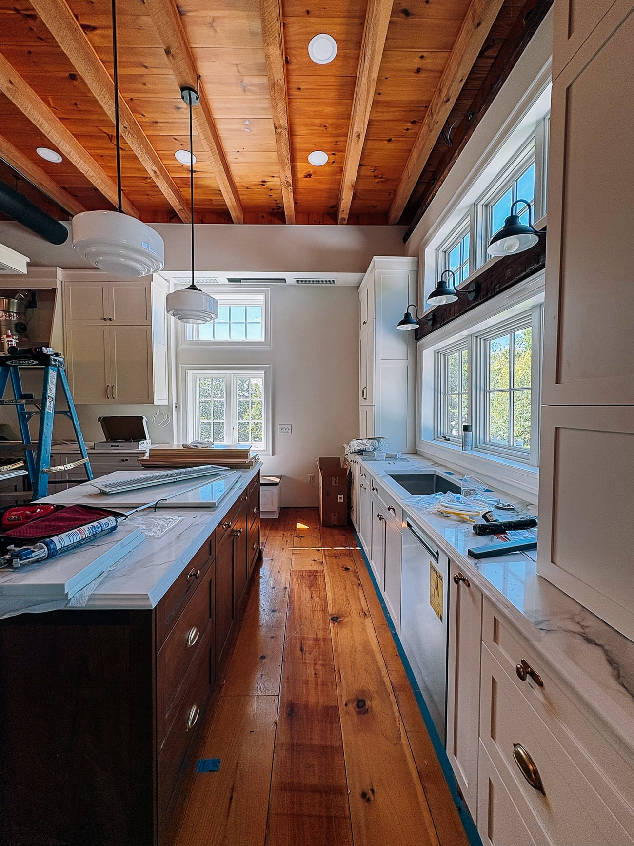 light fixtures over sink and over island